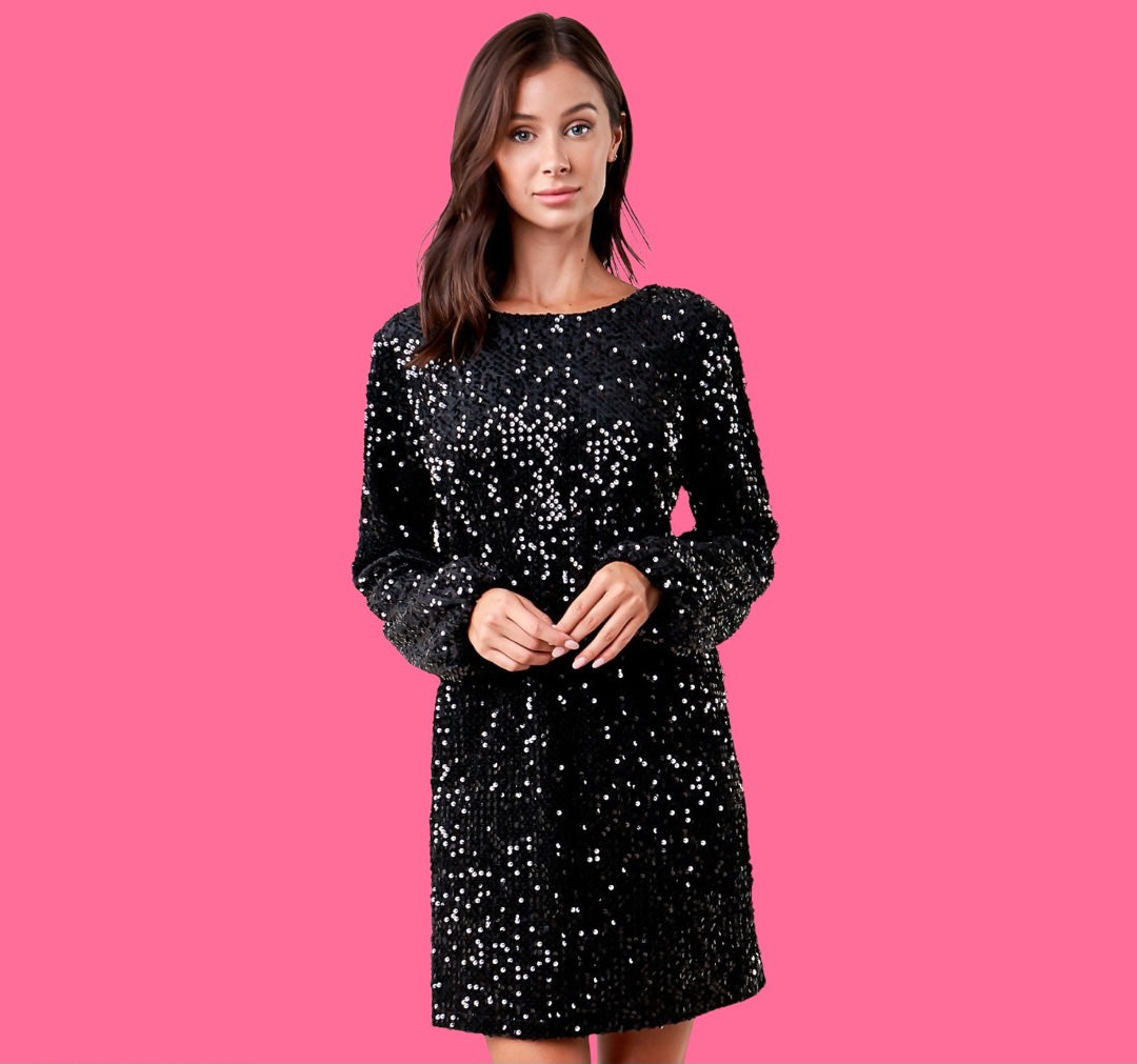 gap black sequin dress NWT GAP Sequin Shift Dress, Black SIZE 8 #519630 T0220