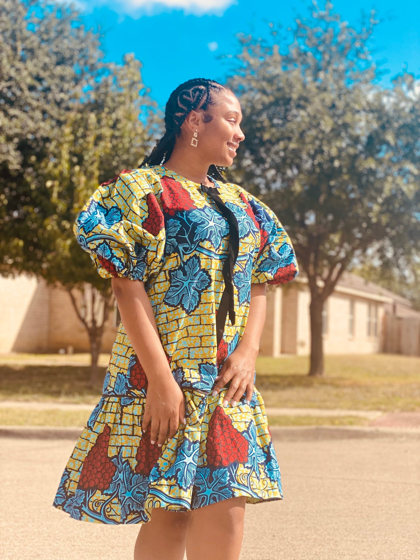 Ankara Puff Sleeved Dress