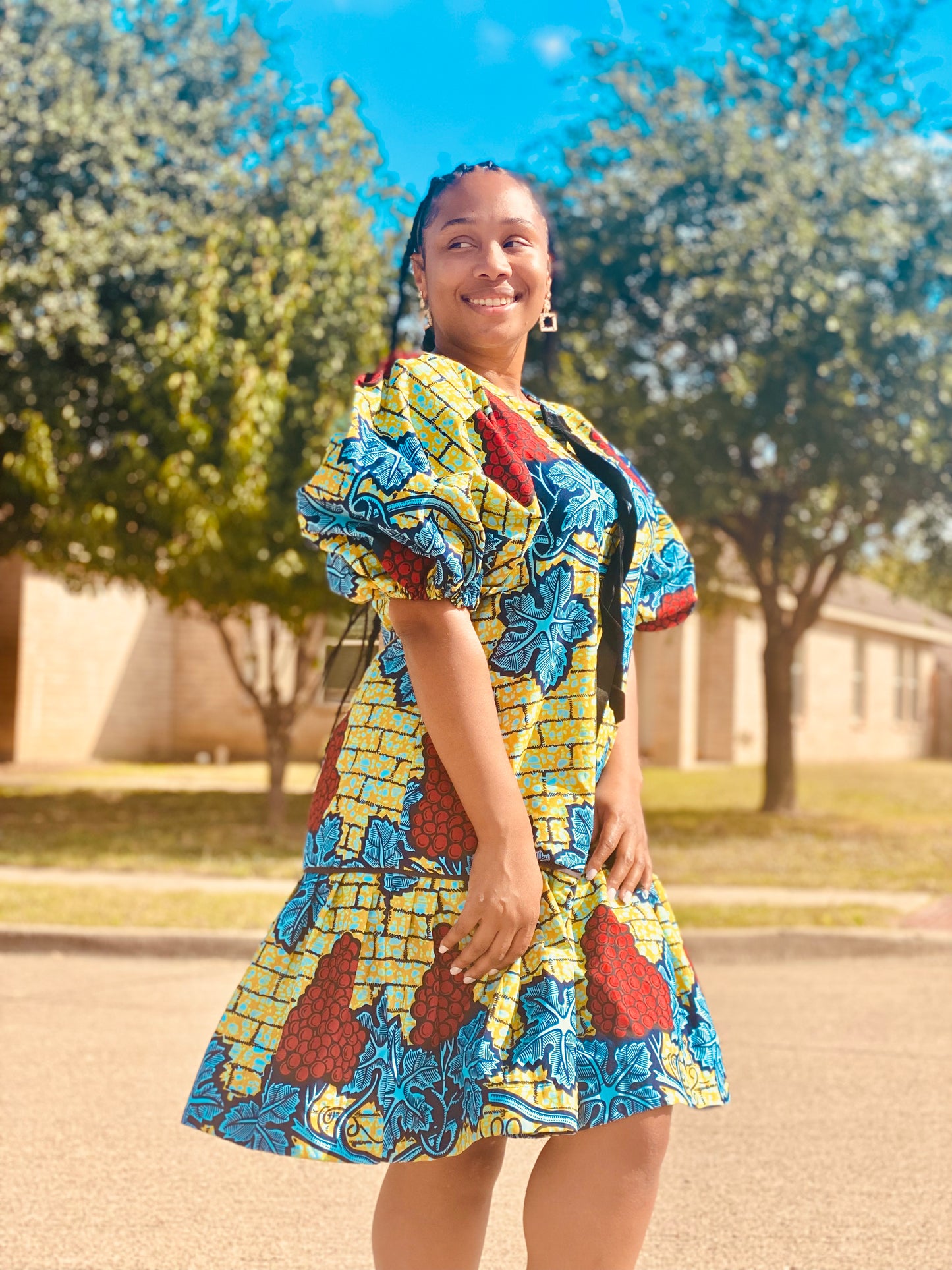 Ankara Puff Sleeved Dress