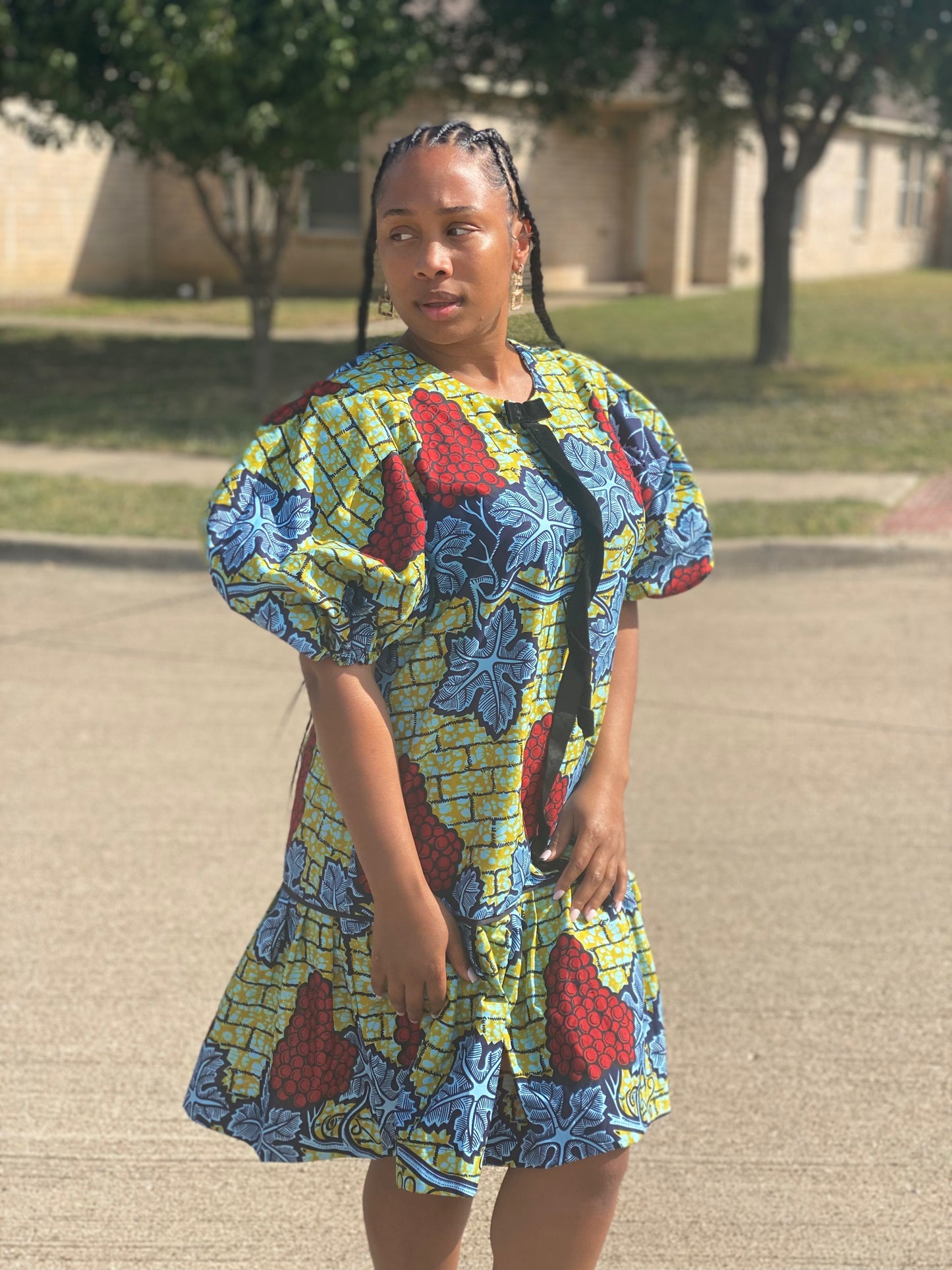 Ankara Puff Sleeved Dress